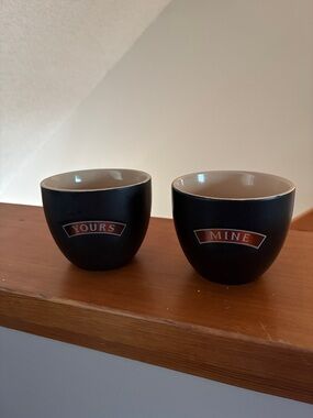 Authentic Baileys Irish Cream Pair of 'Yours' and 'Mine' Ceramic Mugs Never Used